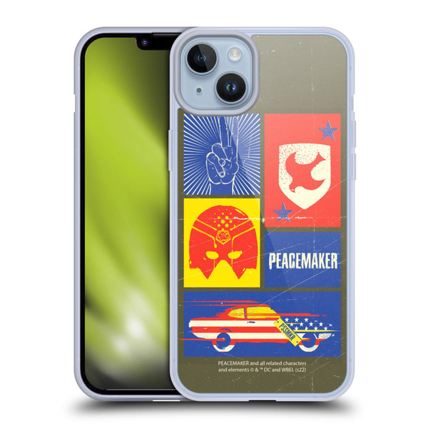 Peacemaker: Television Series Graphics Icons Soft Gel Case for Apple iPhone 14 Plus