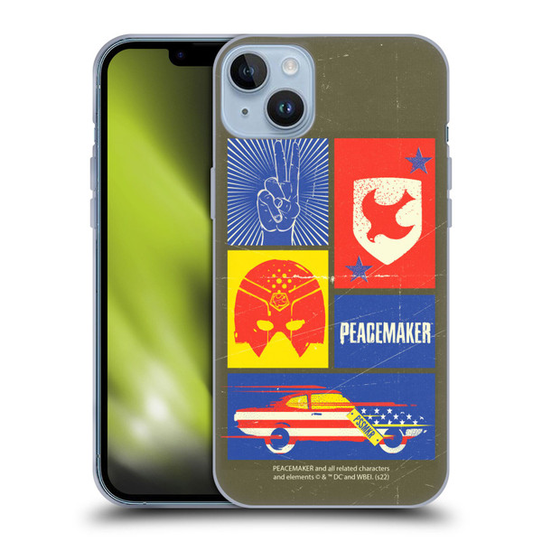 Peacemaker: Television Series Graphics Icons Soft Gel Case for Apple iPhone 14 Plus