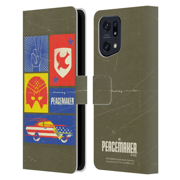 Peacemaker: Television Series Graphics Icons Leather Book Wallet Case Cover For OPPO Find X5