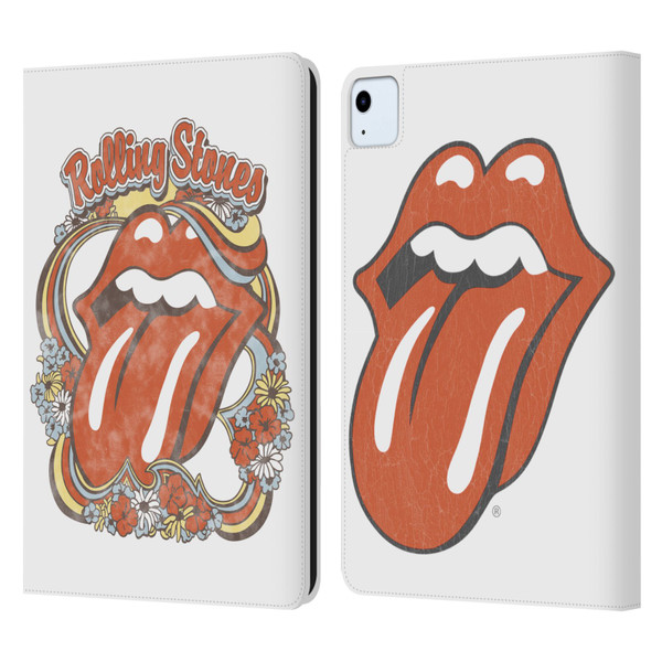 The Rolling Stones Graphics Flowers Tongue Leather Book Wallet Case Cover For Apple iPad Air 2020 / 2022