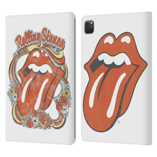The Rolling Stones Graphics Flowers Tongue Leather Book Wallet Case Cover For Apple iPad Pro 11 2020 / 2021 / 2022