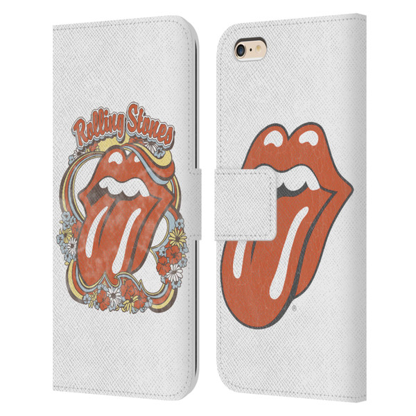 The Rolling Stones Graphics Flowers Tongue Leather Book Wallet Case Cover For Apple iPhone 6 Plus / iPhone 6s Plus
