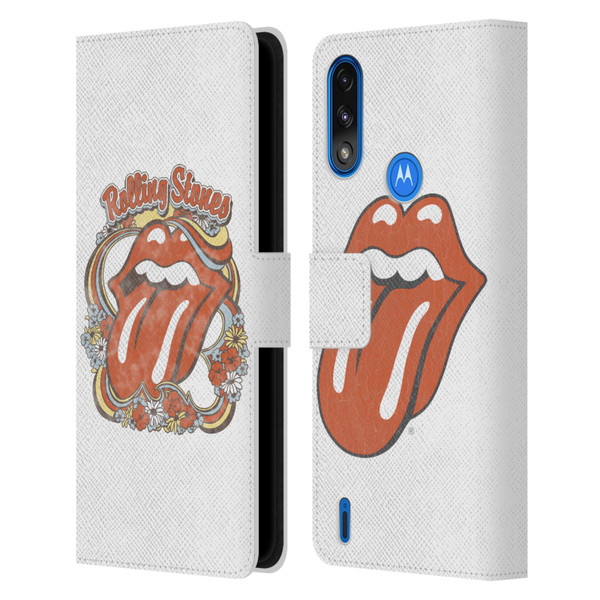 The Rolling Stones Graphics Flowers Tongue Leather Book Wallet Case Cover For Motorola Moto E7 Power / Moto E7i Power