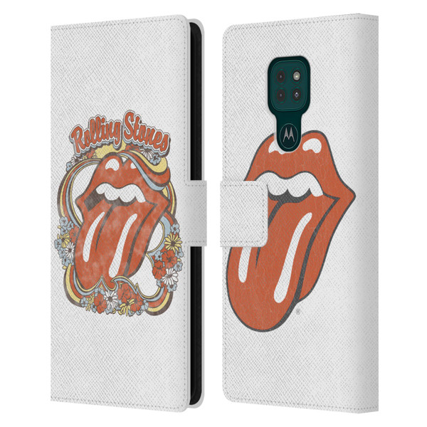 The Rolling Stones Graphics Flowers Tongue Leather Book Wallet Case Cover For Motorola Moto G9 Play