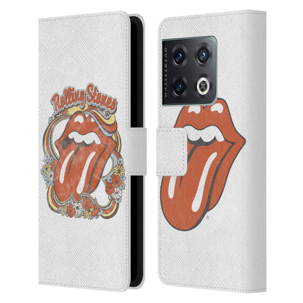 The Rolling Stones Graphics Flowers Tongue Leather Book Wallet Case Cover For OnePlus 10 Pro