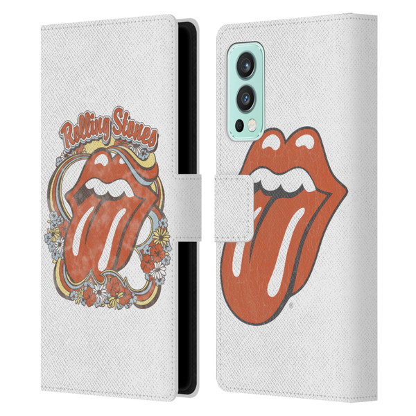 The Rolling Stones Graphics Flowers Tongue Leather Book Wallet Case Cover For OnePlus Nord 2 5G