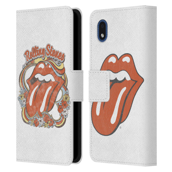 The Rolling Stones Graphics Flowers Tongue Leather Book Wallet Case Cover For Samsung Galaxy A01 Core (2020)