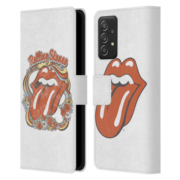 The Rolling Stones Graphics Flowers Tongue Leather Book Wallet Case Cover For Samsung Galaxy A53 5G (2022)