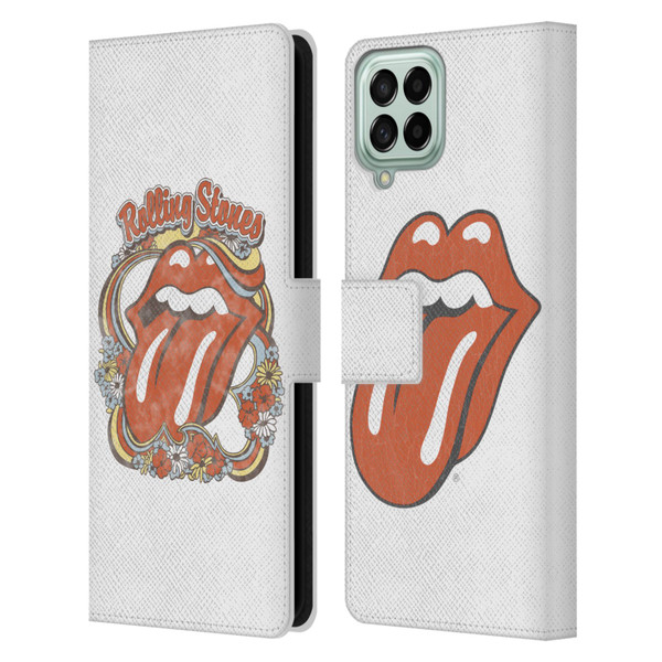 The Rolling Stones Graphics Flowers Tongue Leather Book Wallet Case Cover For Samsung Galaxy M53 (2022)