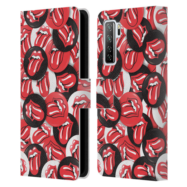 The Rolling Stones Licks Collection Tongue Classic Button Pattern Leather Book Wallet Case Cover For Huawei Nova 7 SE/P40 Lite 5G