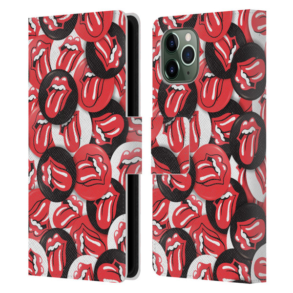 The Rolling Stones Licks Collection Tongue Classic Button Pattern Leather Book Wallet Case Cover For Apple iPhone 11 Pro