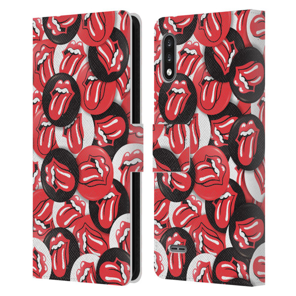 The Rolling Stones Licks Collection Tongue Classic Button Pattern Leather Book Wallet Case Cover For LG K22