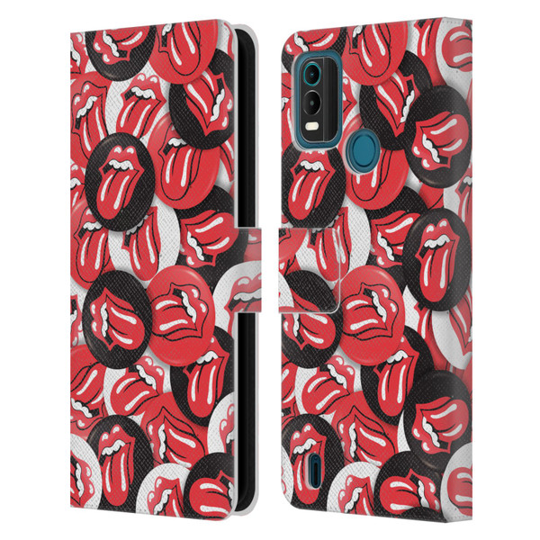 The Rolling Stones Licks Collection Tongue Classic Button Pattern Leather Book Wallet Case Cover For Nokia G11 Plus