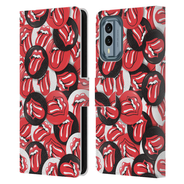 The Rolling Stones Licks Collection Tongue Classic Button Pattern Leather Book Wallet Case Cover For Nokia X30