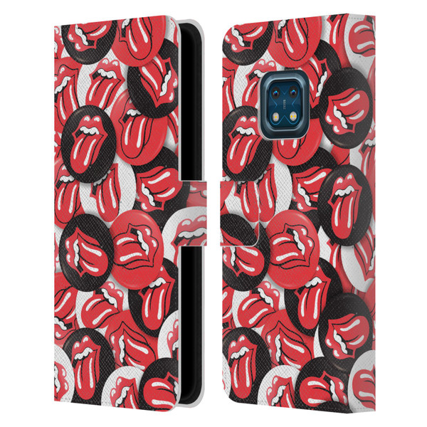 The Rolling Stones Licks Collection Tongue Classic Button Pattern Leather Book Wallet Case Cover For Nokia XR20