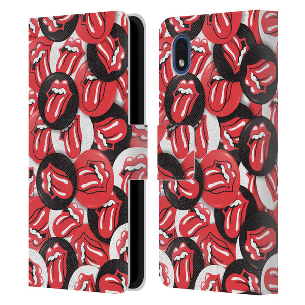 The Rolling Stones Licks Collection Tongue Classic Button Pattern Leather Book Wallet Case Cover For Samsung Galaxy A01 Core (2020)