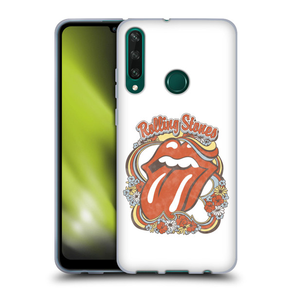 The Rolling Stones Graphics Flowers Tongue Soft Gel Case for Huawei Y6p