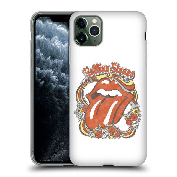 The Rolling Stones Graphics Flowers Tongue Soft Gel Case for Apple iPhone 11 Pro Max