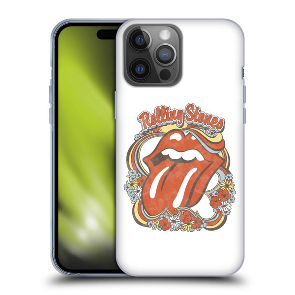 The Rolling Stones Graphics Flowers Tongue Soft Gel Case for Apple iPhone 14 Pro Max