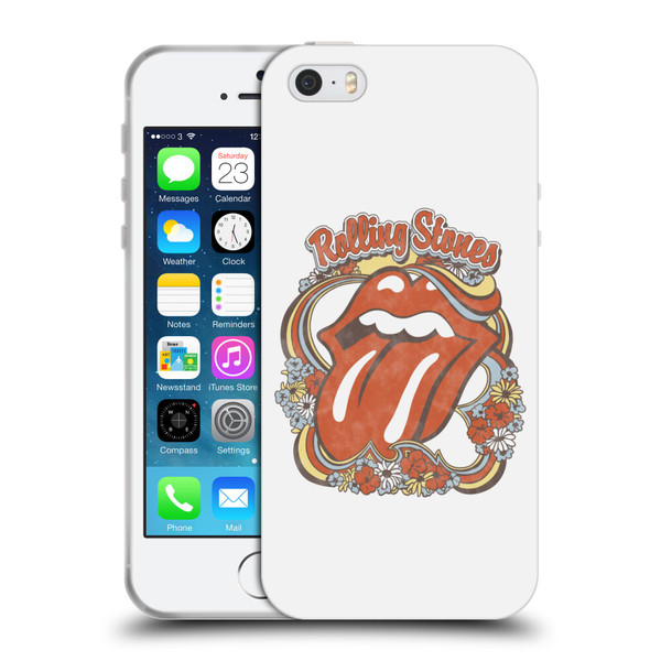 The Rolling Stones Graphics Flowers Tongue Soft Gel Case for Apple iPhone 5 / 5s / iPhone SE 2016