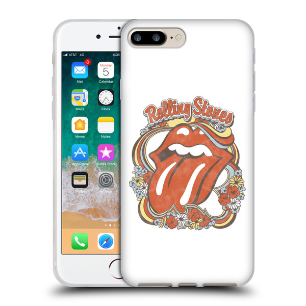 The Rolling Stones Graphics Flowers Tongue Soft Gel Case for Apple iPhone 7 Plus / iPhone 8 Plus