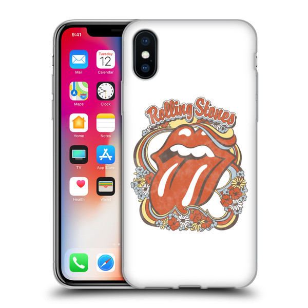 The Rolling Stones Graphics Flowers Tongue Soft Gel Case for Apple iPhone X / iPhone XS