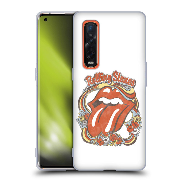 The Rolling Stones Graphics Flowers Tongue Soft Gel Case for OPPO Find X2 Pro 5G