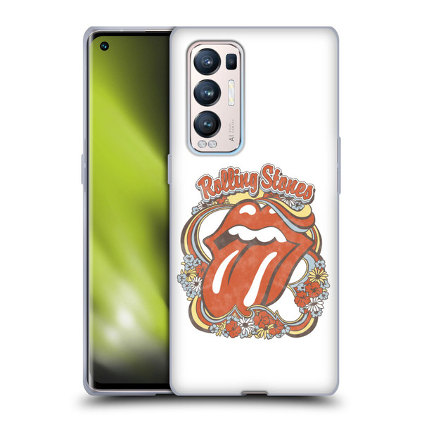 The Rolling Stones Graphics Flowers Tongue Soft Gel Case for OPPO Find X3 Neo / Reno5 Pro+ 5G