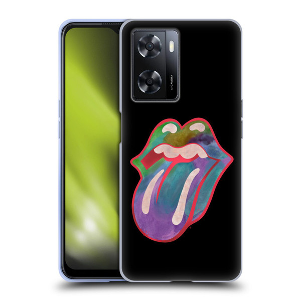 The Rolling Stones Graphics Watercolour Tongue Soft Gel Case for OPPO A57s
