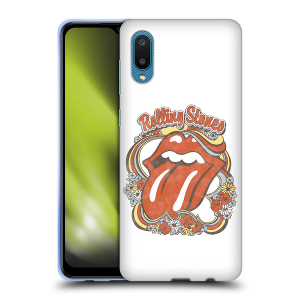 The Rolling Stones Graphics Flowers Tongue Soft Gel Case for Samsung Galaxy A02/M02 (2021)