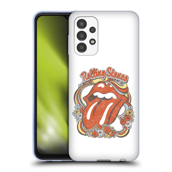 The Rolling Stones Graphics Flowers Tongue Soft Gel Case for Samsung Galaxy A13 (2022)