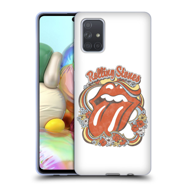 The Rolling Stones Graphics Flowers Tongue Soft Gel Case for Samsung Galaxy A71 (2019)