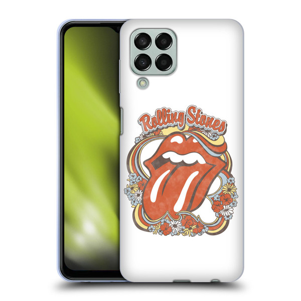 The Rolling Stones Graphics Flowers Tongue Soft Gel Case for Samsung Galaxy M33 (2022)