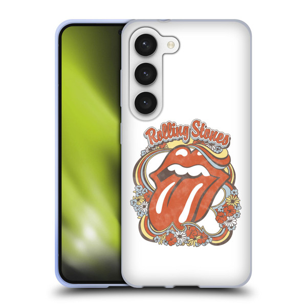 The Rolling Stones Graphics Flowers Tongue Soft Gel Case for Samsung Galaxy S23 5G