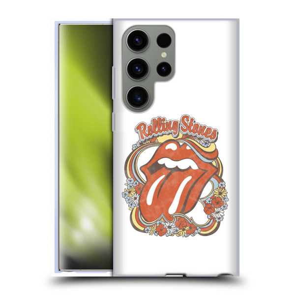 The Rolling Stones Graphics Flowers Tongue Soft Gel Case for Samsung Galaxy S23 Ultra 5G