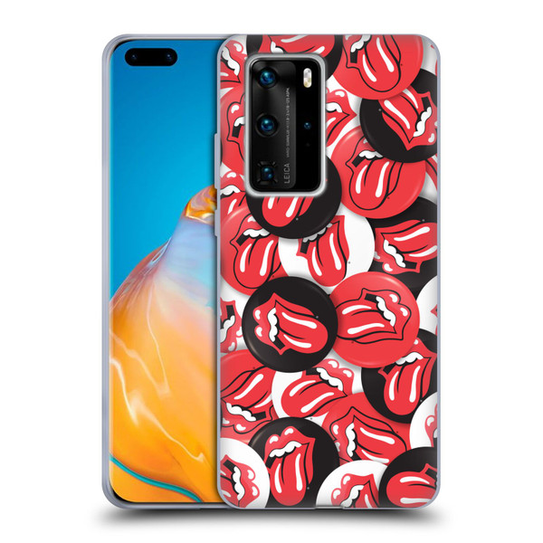 The Rolling Stones Licks Collection Tongue Classic Button Pattern Soft Gel Case for Huawei P40 Pro / P40 Pro Plus 5G