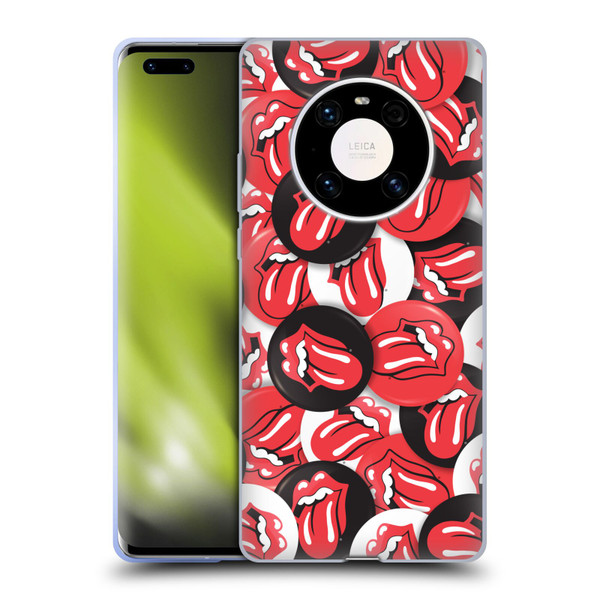 The Rolling Stones Licks Collection Tongue Classic Button Pattern Soft Gel Case for Huawei Mate 40 Pro 5G