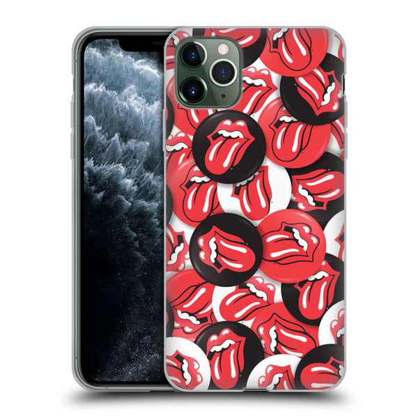 The Rolling Stones Licks Collection Tongue Classic Button Pattern Soft Gel Case for Apple iPhone 11 Pro Max