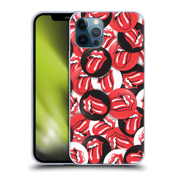 The Rolling Stones Licks Collection Tongue Classic Button Pattern Soft Gel Case for Apple iPhone 12 / iPhone 12 Pro