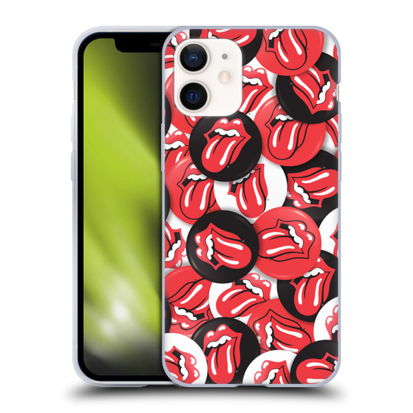 The Rolling Stones Licks Collection Tongue Classic Button Pattern Soft Gel Case for Apple iPhone 12 Mini