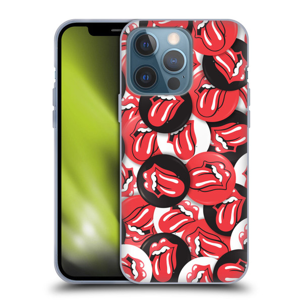 The Rolling Stones Licks Collection Tongue Classic Button Pattern Soft Gel Case for Apple iPhone 13 Pro