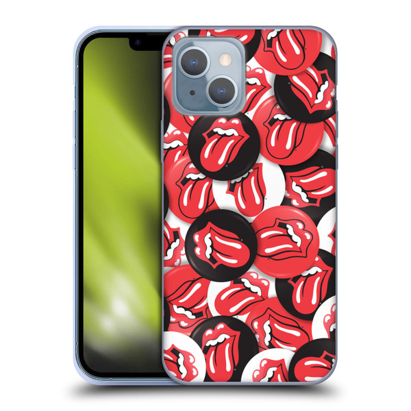 The Rolling Stones Licks Collection Tongue Classic Button Pattern Soft Gel Case for Apple iPhone 14