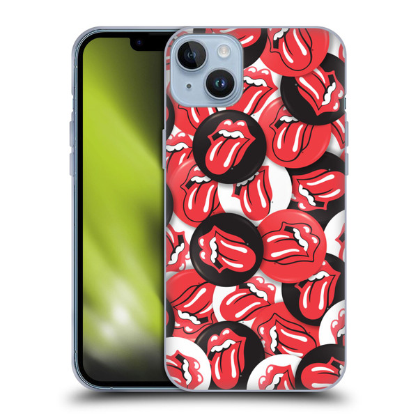 The Rolling Stones Licks Collection Tongue Classic Button Pattern Soft Gel Case for Apple iPhone 14 Plus