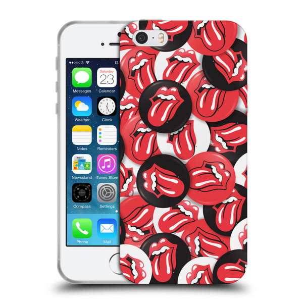 The Rolling Stones Licks Collection Tongue Classic Button Pattern Soft Gel Case for Apple iPhone 5 / 5s / iPhone SE 2016