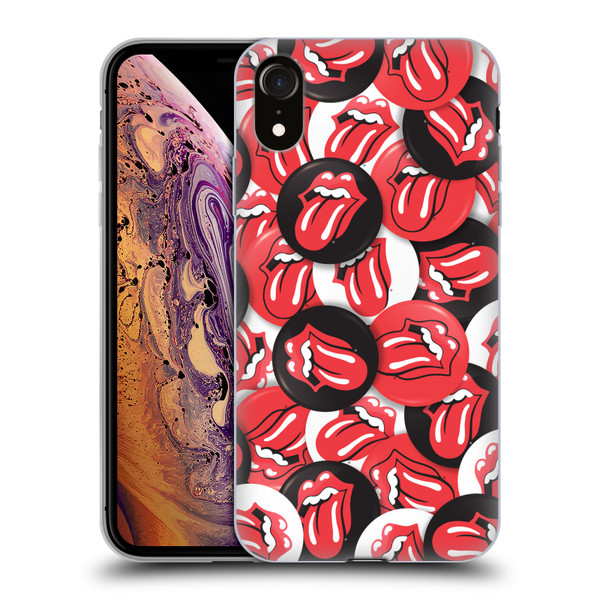 The Rolling Stones Licks Collection Tongue Classic Button Pattern Soft Gel Case for Apple iPhone XR