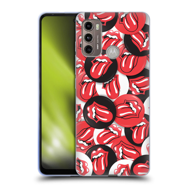 The Rolling Stones Licks Collection Tongue Classic Button Pattern Soft Gel Case for Motorola Moto G60 / Moto G40 Fusion