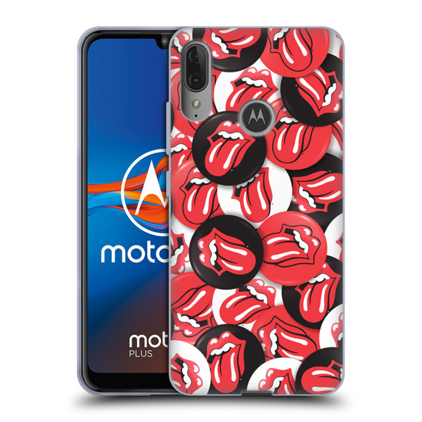 The Rolling Stones Licks Collection Tongue Classic Button Pattern Soft Gel Case for Motorola Moto E6 Plus