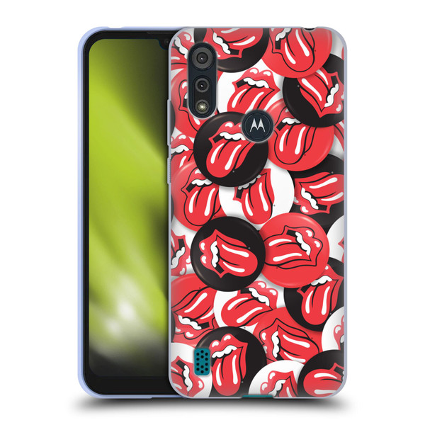 The Rolling Stones Licks Collection Tongue Classic Button Pattern Soft Gel Case for Motorola Moto E6s (2020)