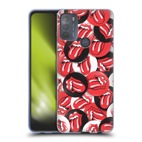 The Rolling Stones Licks Collection Tongue Classic Button Pattern Soft Gel Case for Motorola Moto G50