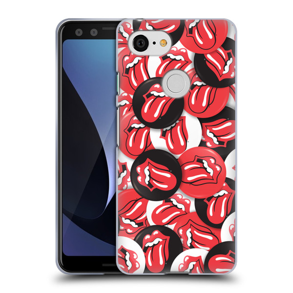 The Rolling Stones Licks Collection Tongue Classic Button Pattern Soft Gel Case for Google Pixel 3